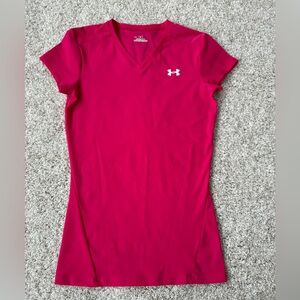 Under Armour Heatgear Women's Bright Pink V-Neck Tee